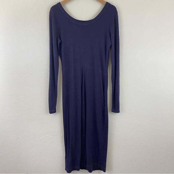 Anthropologie Splendid Size XL Purple Scoop Neck Ribbed Knit Body-con Midi Dress - Picture 4 of 7